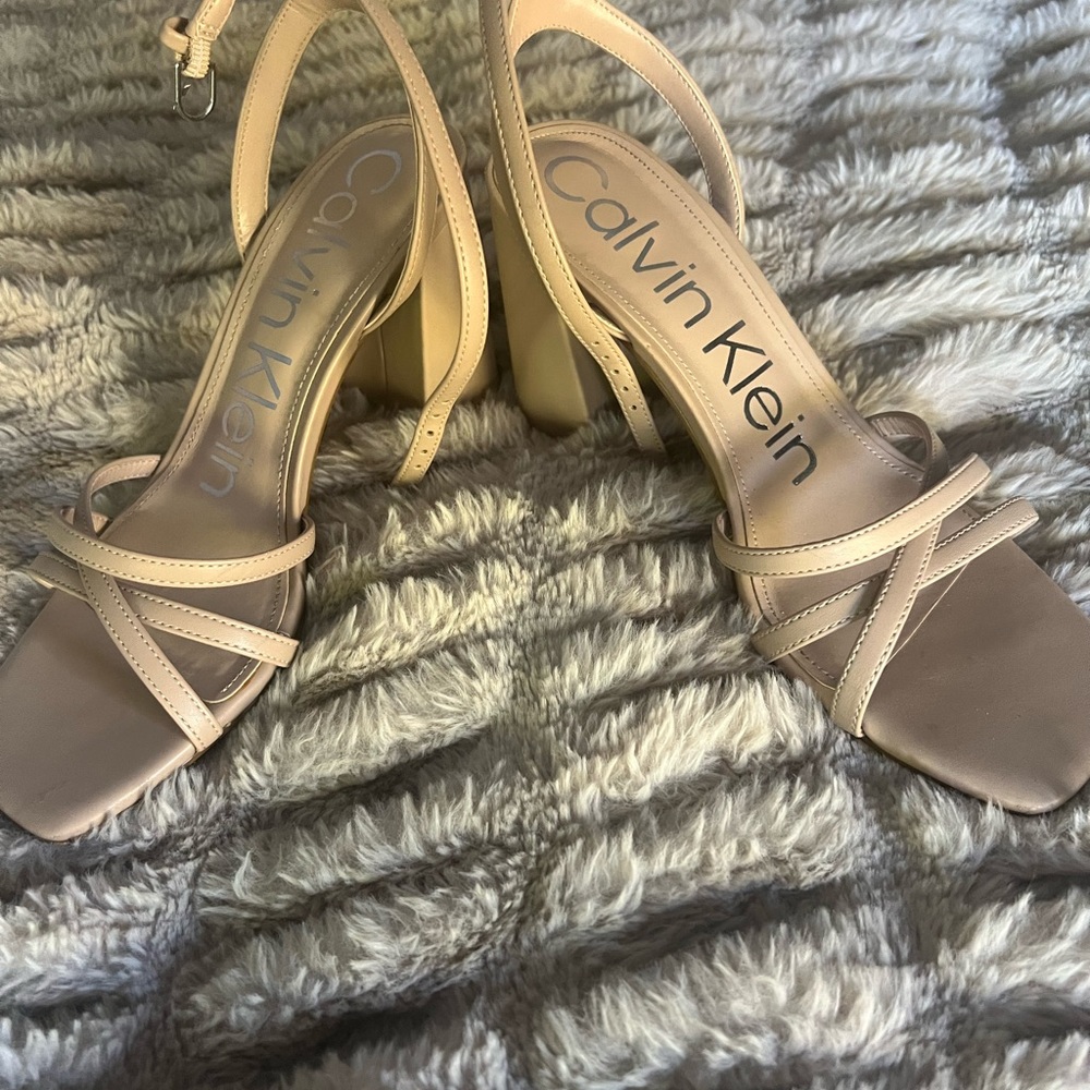 Calvin Klein Beige Strappy Heels